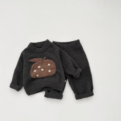 Set pigiama per neonati e bambini piccoli composto da maglione e pantaloni in peluche con motivo frutta, composto da 2 pezzi. - Grigio - 3-4 anni - image 5