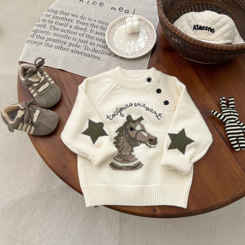 Maglioncino con cavallo per neonati o pantaloni a tinta unita - Beige - 4-5T - image 3
