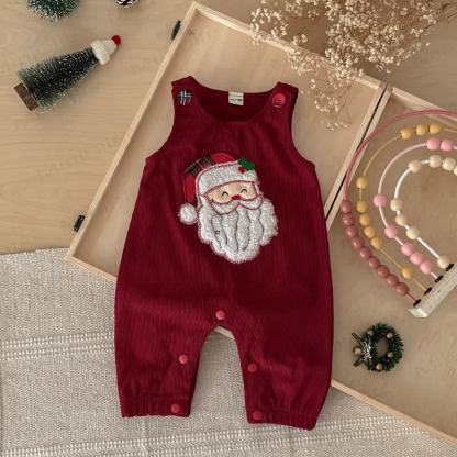 Tutina senza maniche in velluto a coste per neonato con motivo Babbo Natale - image 8