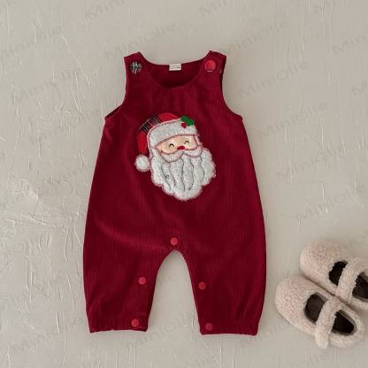Tutina senza maniche in velluto a coste per neonato con motivo Babbo Natale - image 9