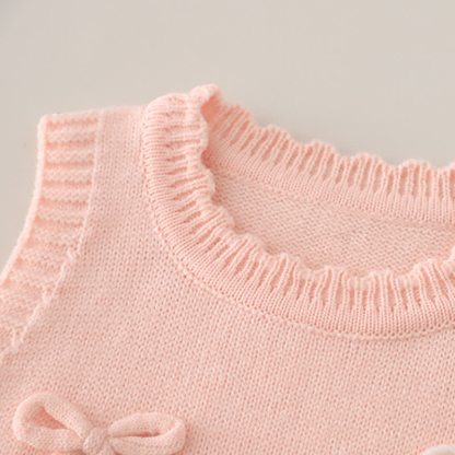 Completo da 3 pezzi in denim a maglia floreale per bambina - image 6