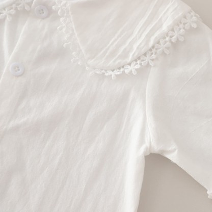 Completo da 3 pezzi in denim a maglia floreale per bambina - image 11