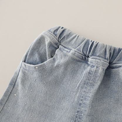 Completo da 3 pezzi in denim a maglia floreale per bambina - image 16