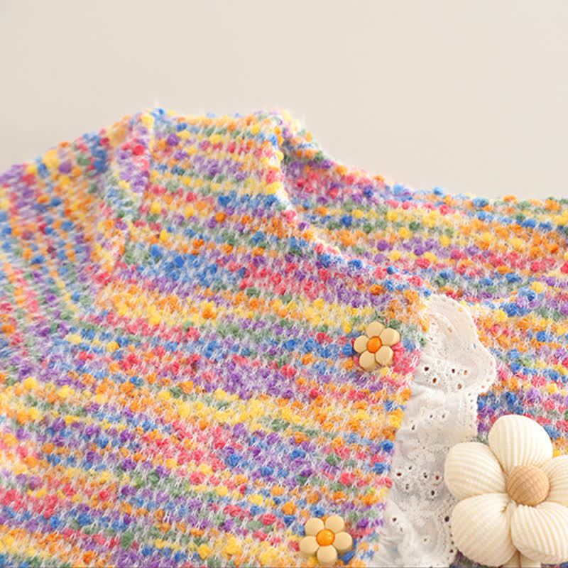Completo da bambina composto da cardigan con applicazioni floreali e jeans, 3 pezzi - image 5