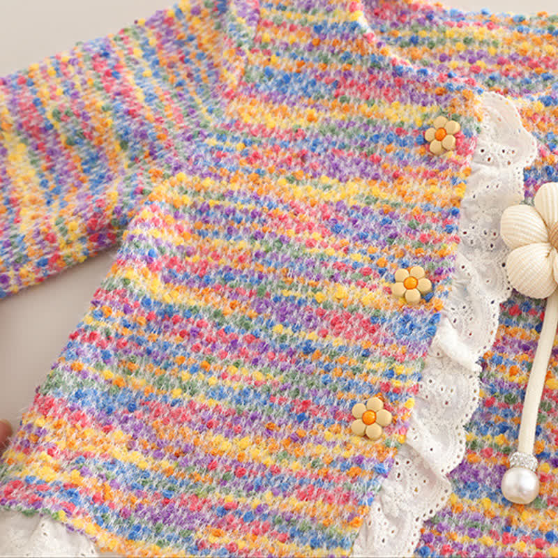 Completo da bambina composto da cardigan con applicazioni floreali e jeans, 3 pezzi - image 7