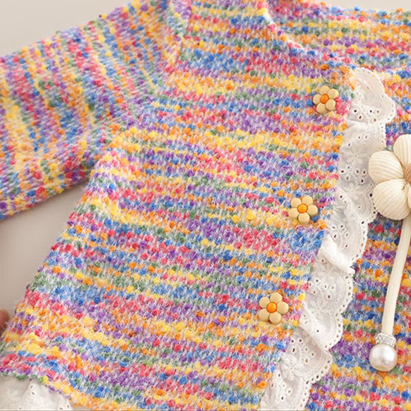 Completo da bambina composto da cardigan con applicazioni floreali e jeans, 3 pezzi - image 7