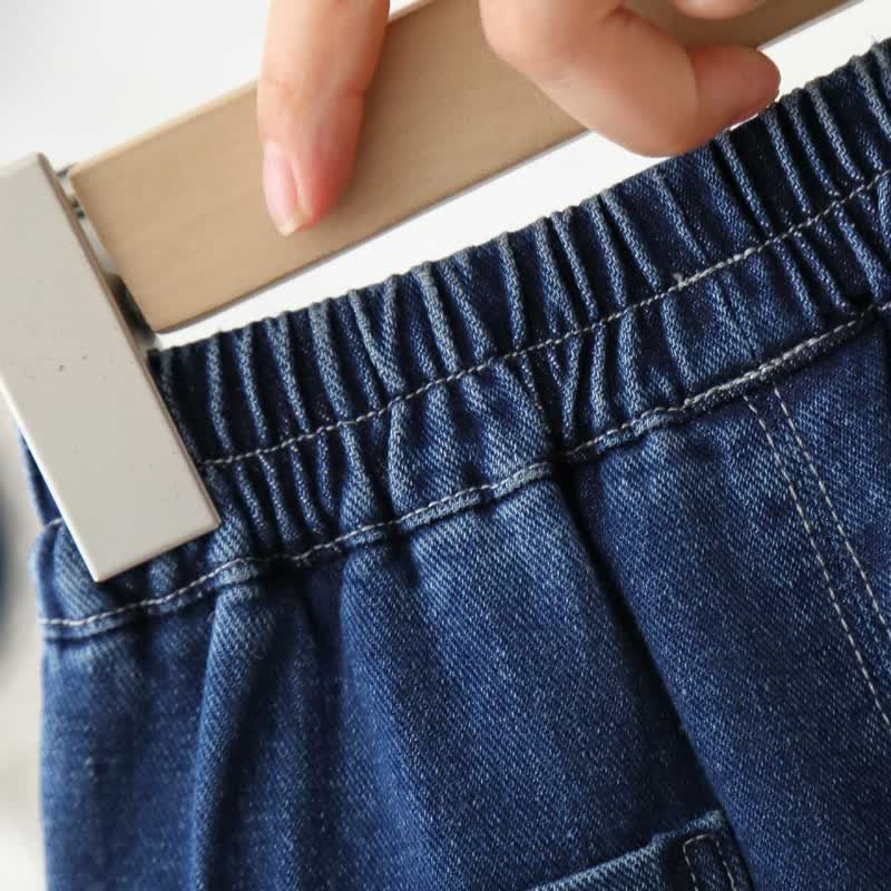 Completo da bambina composto da top in maglia con fiocco e pantaloni in denim. - image 15