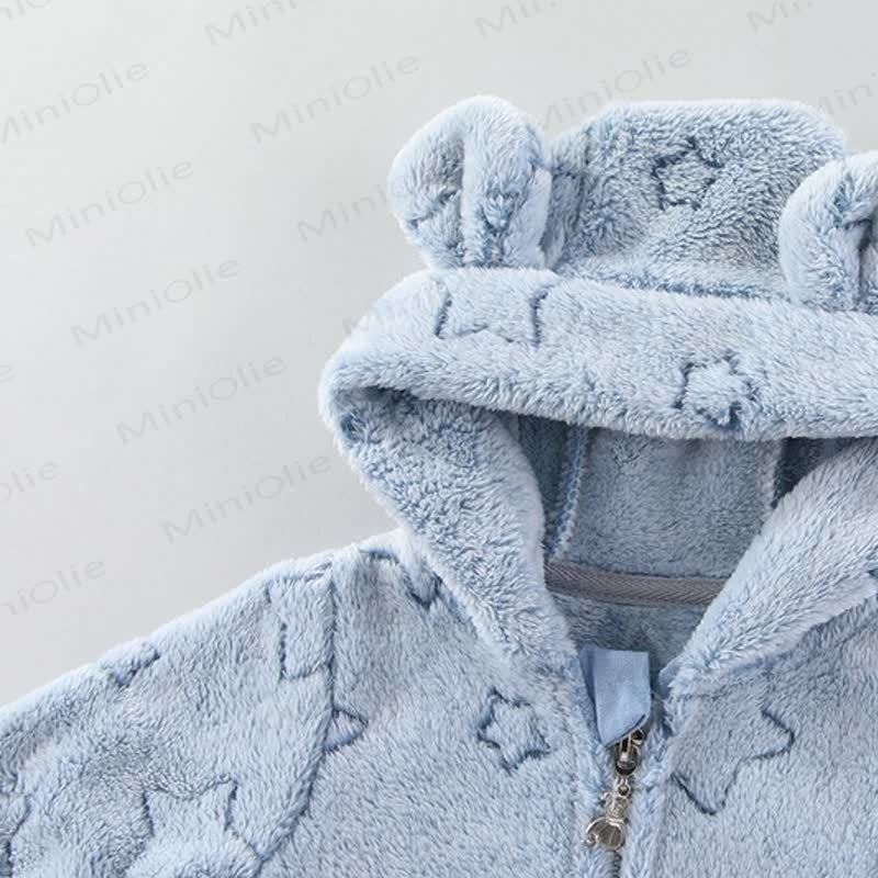 Tutina da neonato in pile con cappuccio e orecchie d'orso, piedini - image 12
