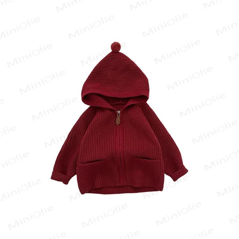 Cardigan da neonato con cappuccio, a coste e cerniera - image 6