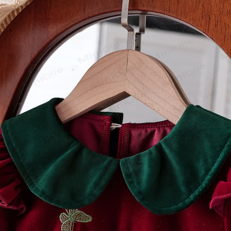 Vestito da bambina in velluto con motivo floreale e farfalle - image 7