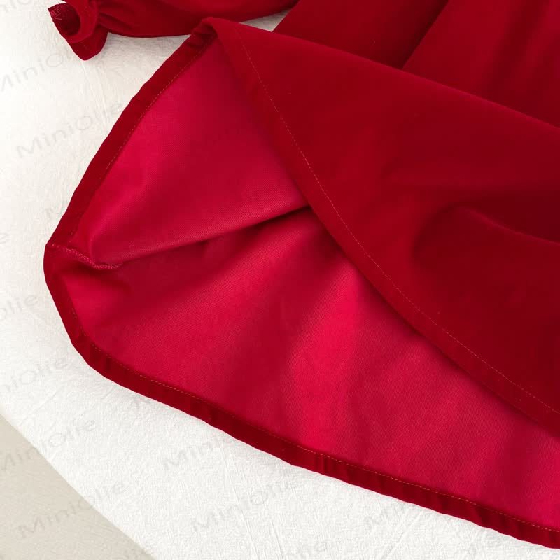Vestito da bambina in velluto rosso con colletto a farfalla - image 10