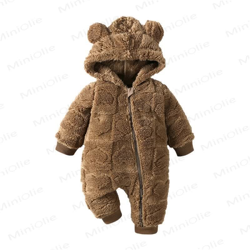 Tutina in pile con cappuccio e orecchie da orsetto Baby Love - Marrone - 12-18 mesi - image 6