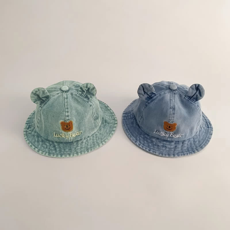 Cappello da pescatore con orsetto in denim per bambini LUCKY BEAR - image 2