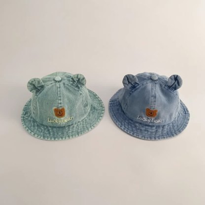 Cappello da pescatore con orsetto in denim per bambini LUCKY BEAR - image 2