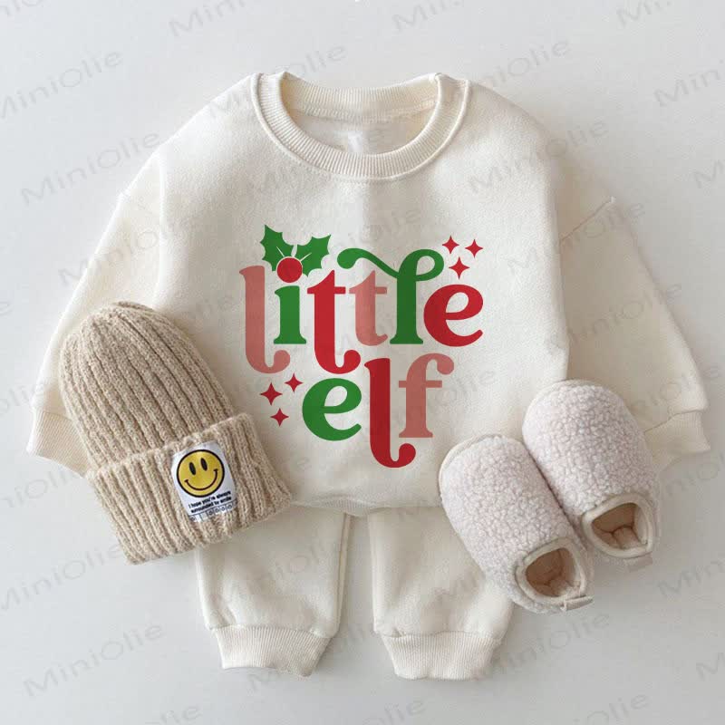 Completo natalizio per neonati Little Elf, felpa bianca, 2 pezzi. - Bianco - 2-3T - image 1
