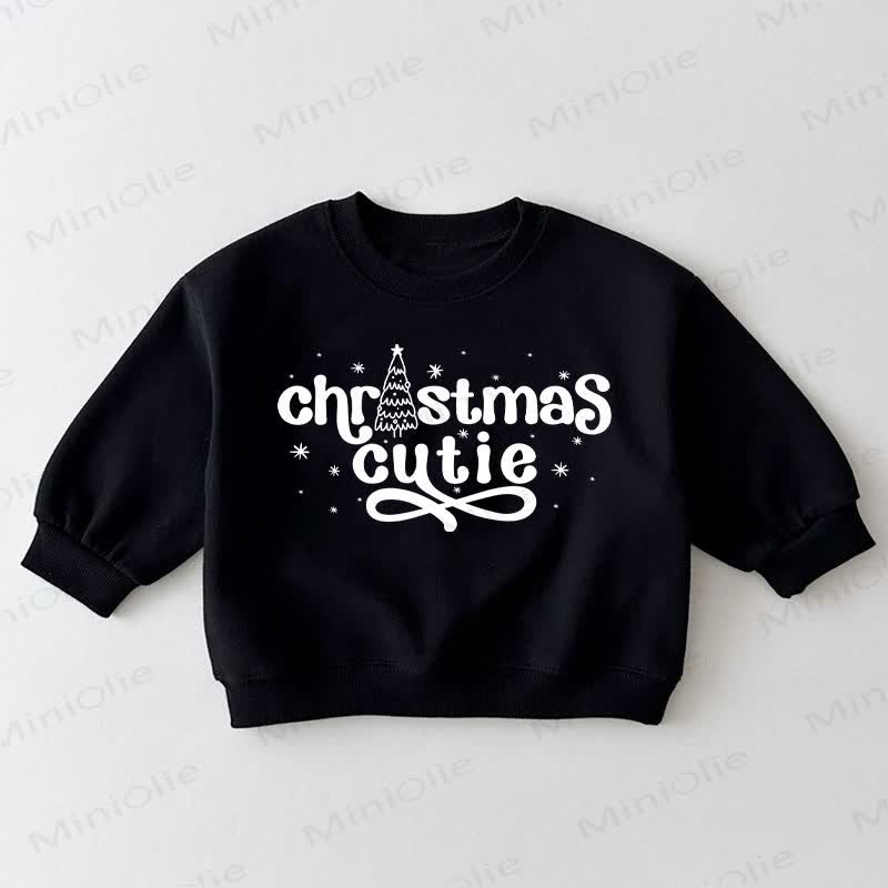 Felpa nera "CHRISTMAS CUTIE" per neonati e bambini piccoli - Nero - 3-5T - image 1