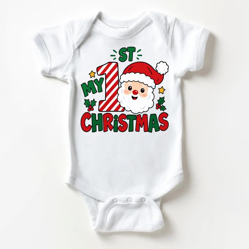 Body bianco con stampa di Babbo Natale per il mio primo Natale - Bianco - 18-24 mesi - image 1
