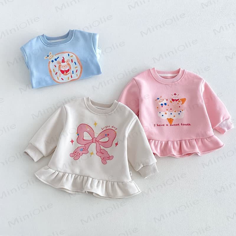 Vestito a maniche lunghe con volant e stampa a cartoni animati per neonata/bambina - image 6