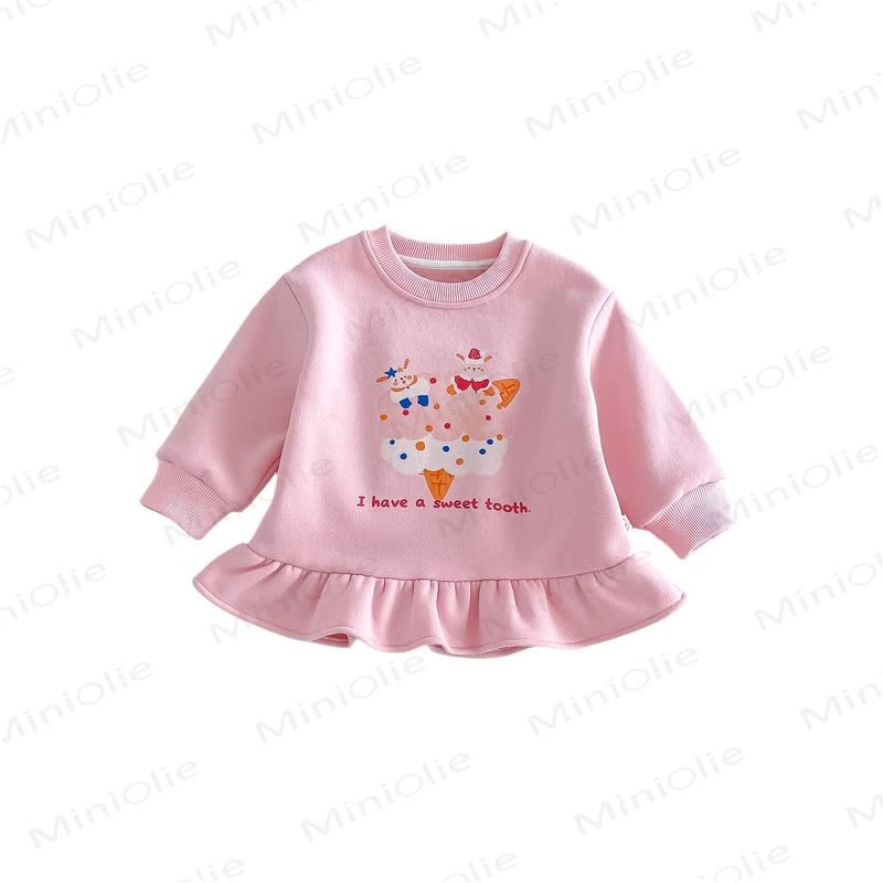 Vestito a maniche lunghe con volant e stampa a cartoni animati per neonata/bambina - image 5