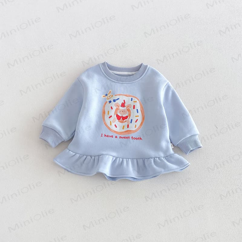Vestito a maniche lunghe con volant e stampa a cartoni animati per neonata/bambina - Blu - 6-7T - image 3