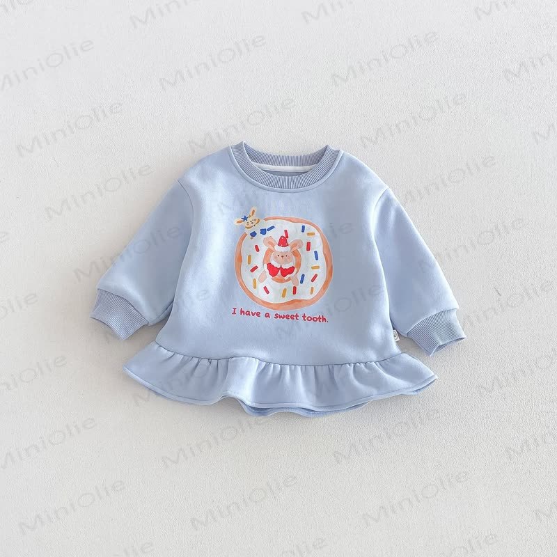 Vestito a maniche lunghe con volant e stampa a cartoni animati per neonata/bambina - Blu - 6-7T - image 3
