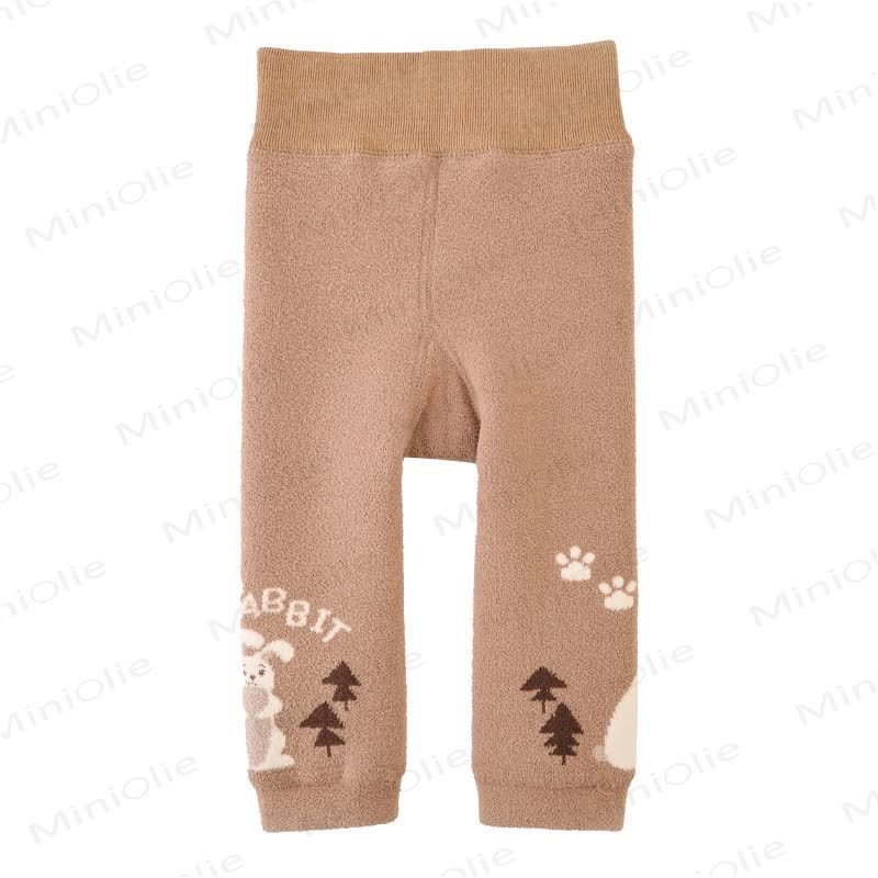 Leggings foderati in pile con motivo di cuccioli di animali - Coniglio kaki - 2-4T - image 6