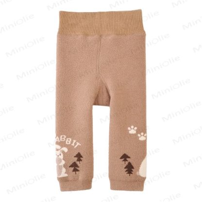 Leggings foderati in pile con motivo di cuccioli di animali - Coniglio kaki - 2-4T - image 6