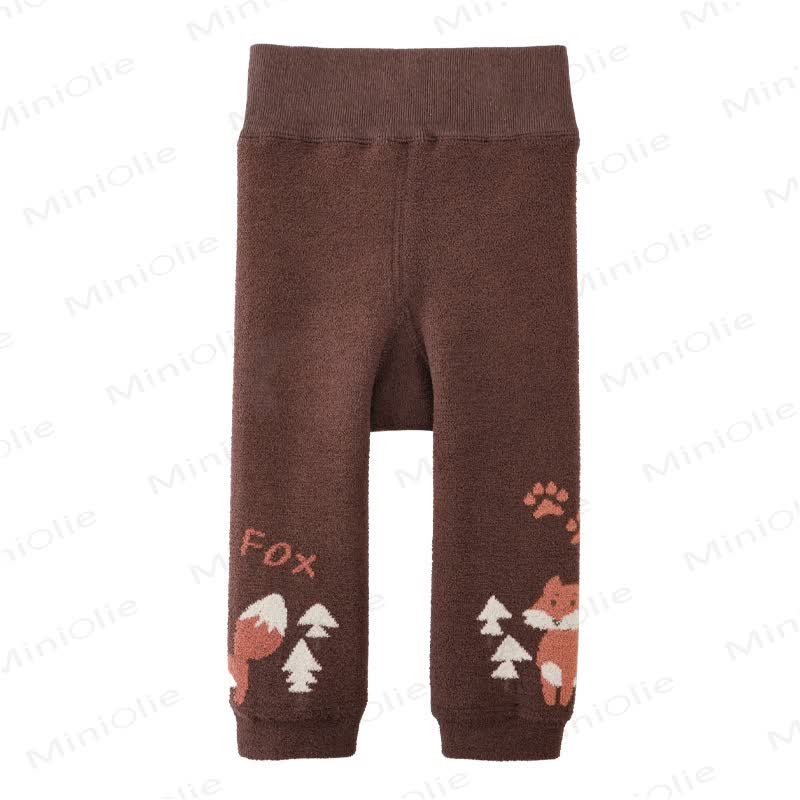 Leggings foderati in pile con motivo di cuccioli di animali - Volpe bruna - 2-4T - image 8