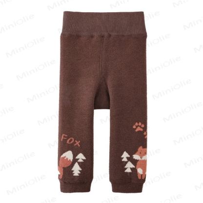 Leggings foderati in pile con motivo di cuccioli di animali - Volpe bruna - 2-4T - image 8