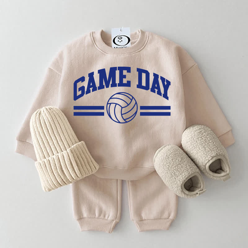 Completo da 2 pezzi con felpa e stampa da pallavolo per neonati "GAME DAY". - Beige - 2-3T - image 1