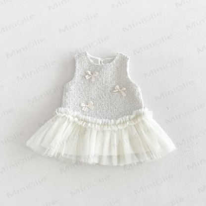 Capospalla color crema per neonata o vestitino senza maniche o maglione o vestito a torta in tessuto a rete - Abito senza maniche - 6-7T - image 9