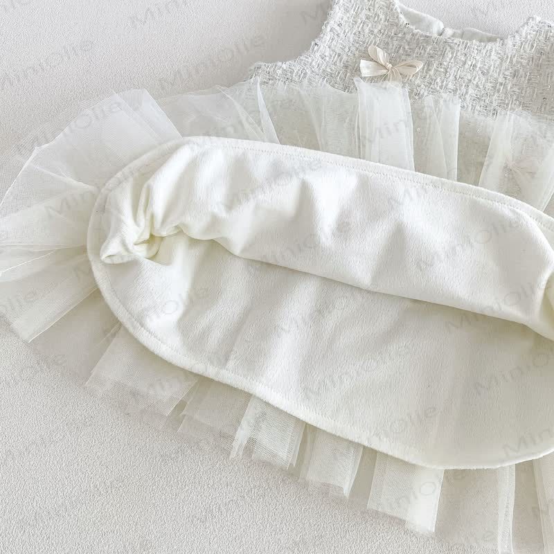 Capospalla color crema per neonata o vestitino senza maniche o maglione o vestito a torta in tessuto a rete - image 12