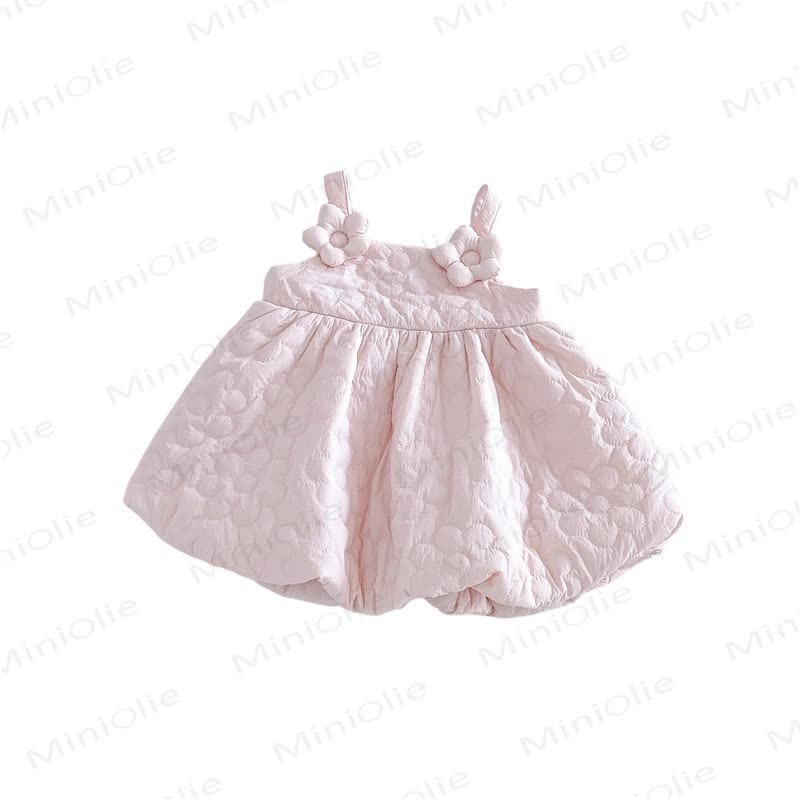 Completo da bambina composto da salopette o maglioncino trapuntato a fantasia floreale. - image 5