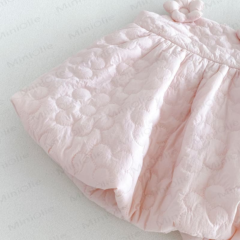 Completo da bambina composto da salopette o maglioncino trapuntato a fantasia floreale. - image 8