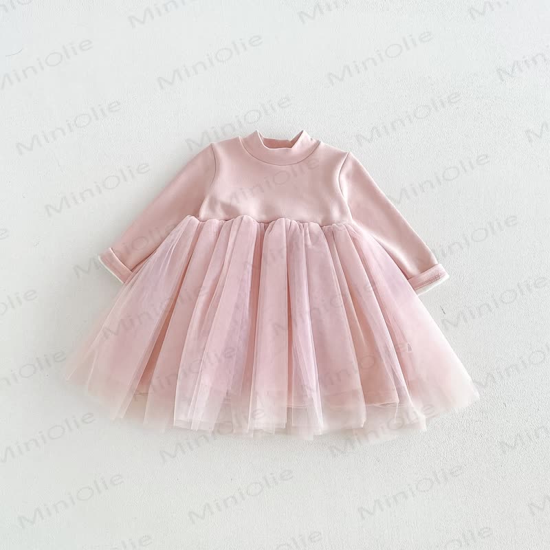 Abito in tulle a maniche lunghe per neonata/bambina - Rosa - 130 - image 3