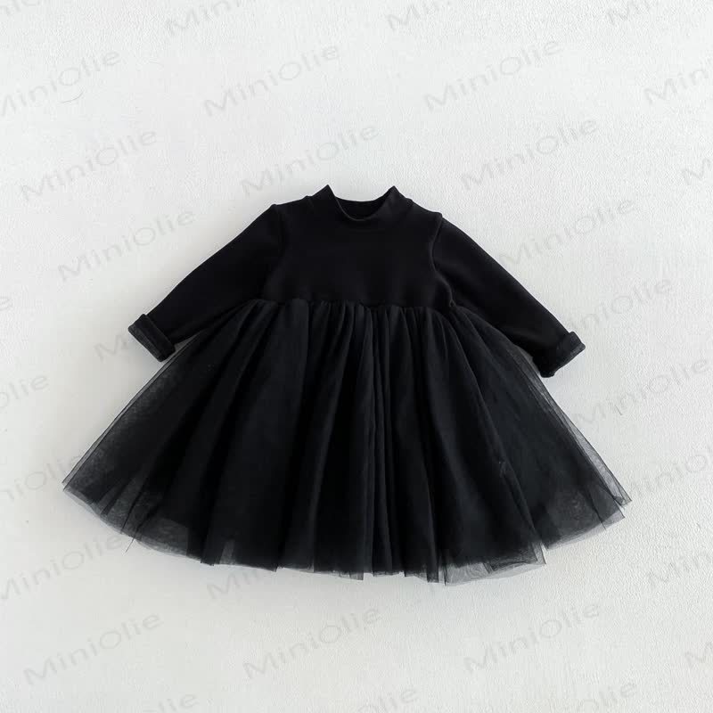 Abito in tulle a maniche lunghe per neonata/bambina - Nero - 130 - image 8