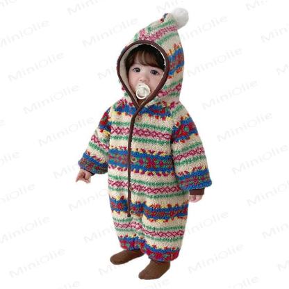 Tutina invernale con cappuccio e fodera in pile Fair Isle per neonati - image 2