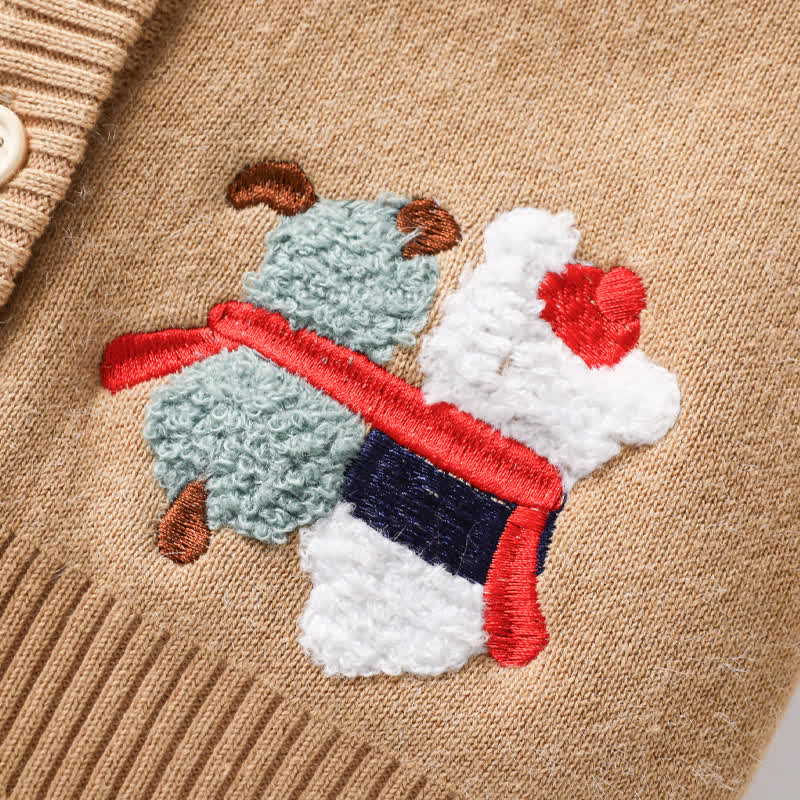 Completo 2 pezzi NEW FRIEND con cardigan e pantaloni in pile con toppa a forma di orsetto - image 8