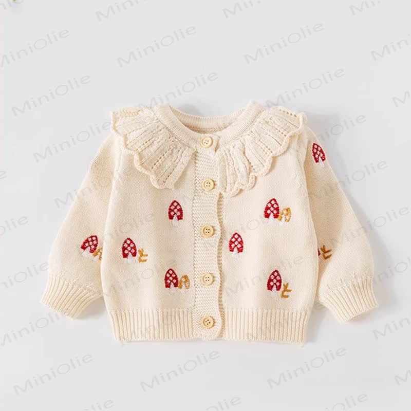 Capospalla da bambina con colletto a fungo - Beige - 4-5T - image 1