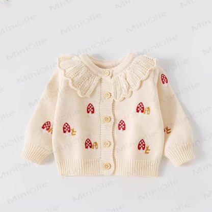 Capospalla da bambina con colletto a fungo - Beige - 4-5T - image 1