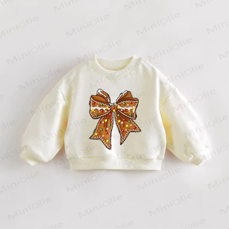 Felpa color crema con fiocco natalizio per neonati e bambini piccoli - Crema - 3-5T - image 1