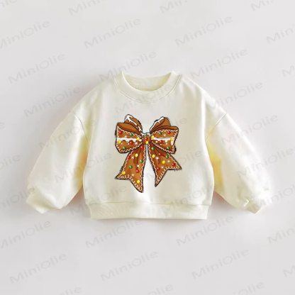 Felpa color crema con fiocco natalizio per neonati e bambini piccoli - Crema - 3-5T - image 1