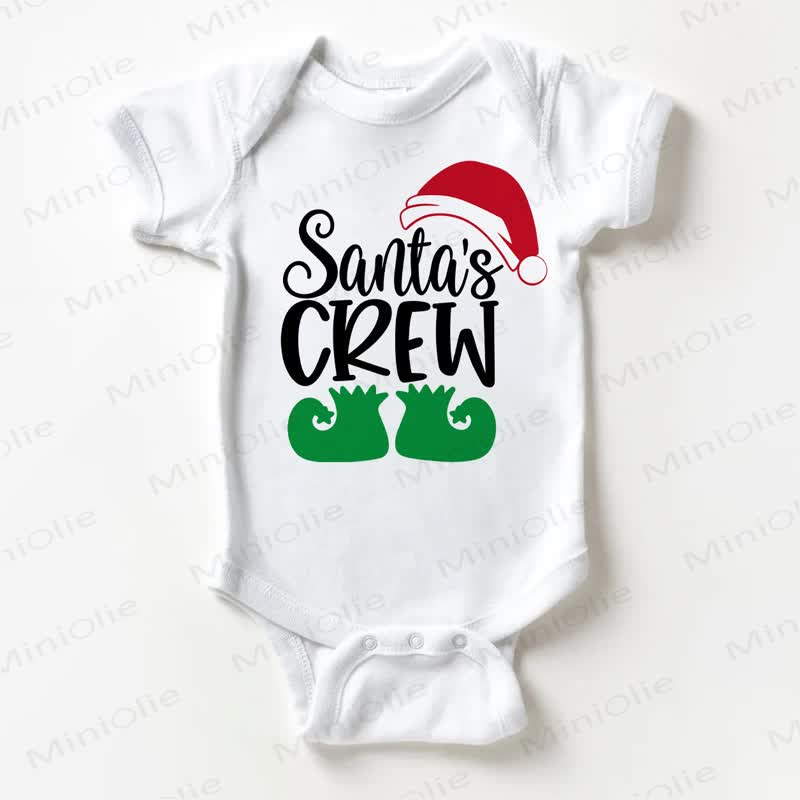 Body bianco natalizio per neonati con scritta "SANTA'S CREW" - Bianco - 18-24 mesi - image 1