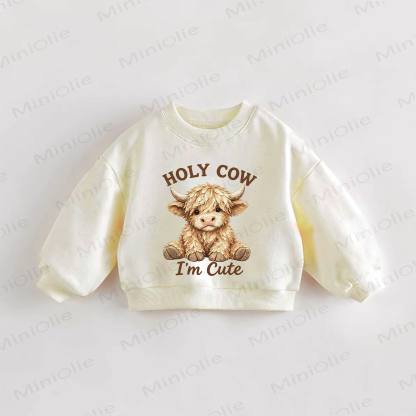 MAMMA MUCCA SONO CARINO Felpa color crema per neonati e bambini con mucca - Crema - 3-5T - image 1