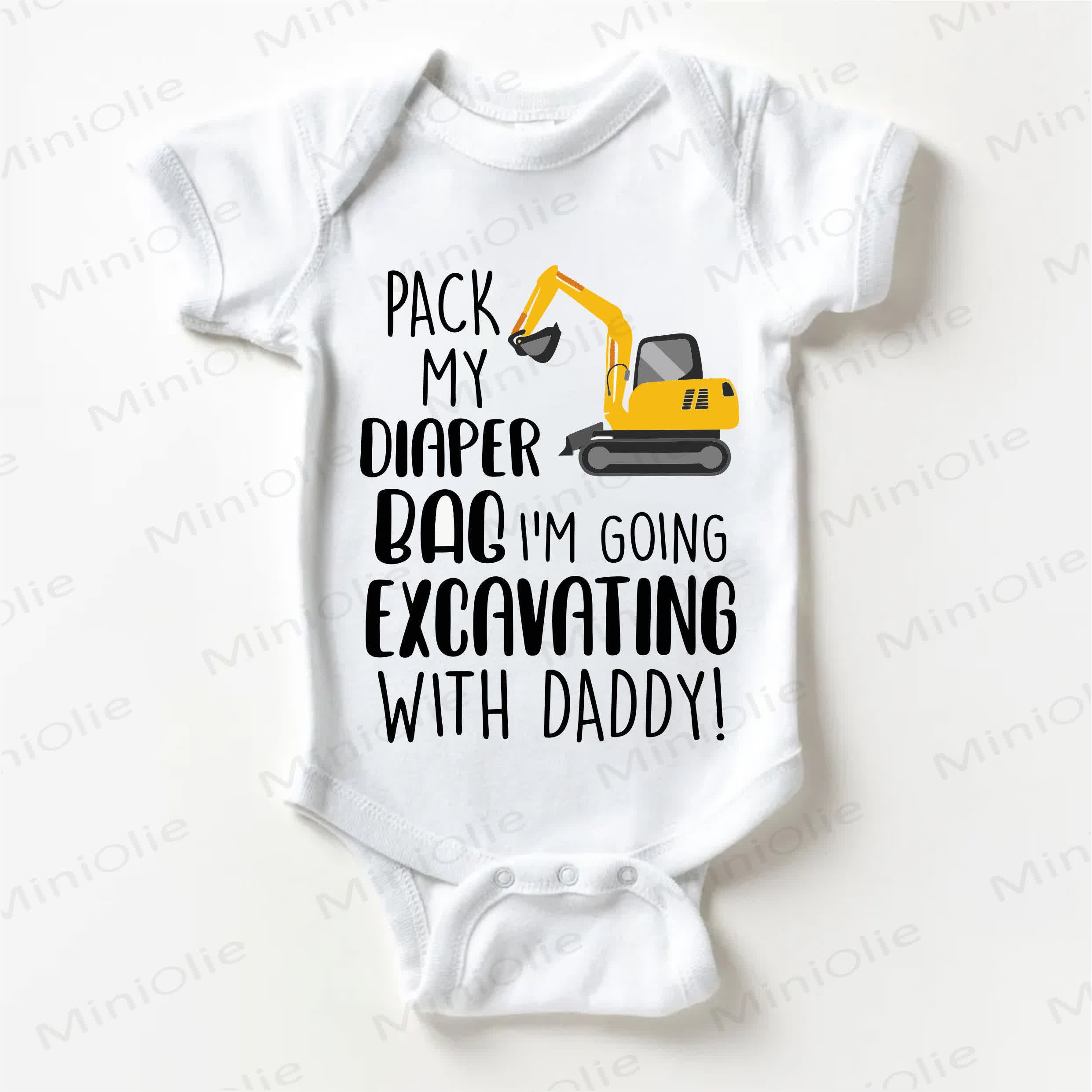PREPARA LA BORSA PER IL PANNOLINO, VADO A FARE SCAVI CON PAPÀ! Body bianco a forma di camioncino per neonati - Bianco - 18-24 mesi - image 1