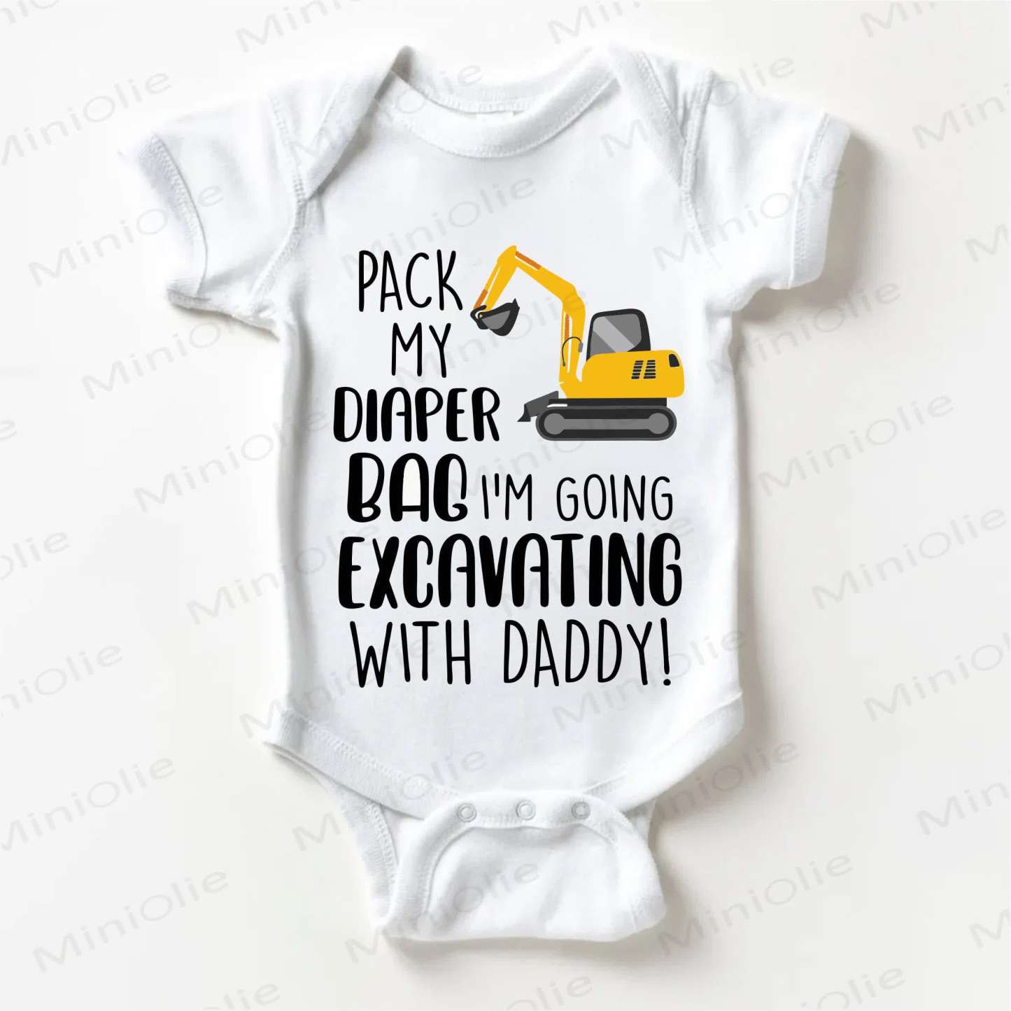 PREPARA LA BORSA PER IL PANNOLINO, VADO A FARE SCAVI CON PAPÀ! Body bianco a forma di camioncino per neonati - Bianco - 18-24 mesi - image 1
