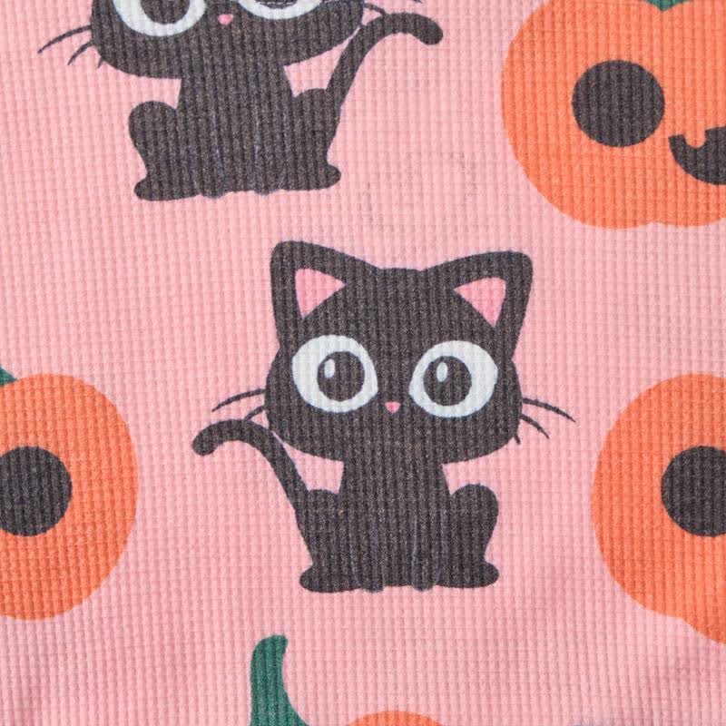Set di 2 pezzi con stampa di zucca e gatto rosa baby a nido d'ape. - image 3