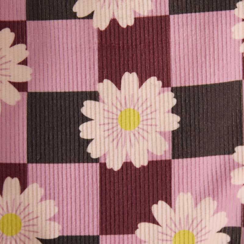 Pantaloni in velluto a coste a quadri con stampa margherite per neonati e bambini piccoli - image 4