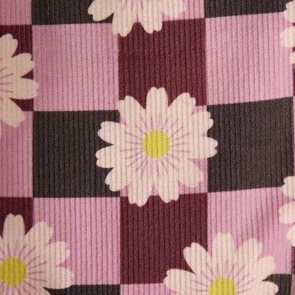 Pantaloni in velluto a coste a quadri con stampa margherite per neonati e bambini piccoli - image 4