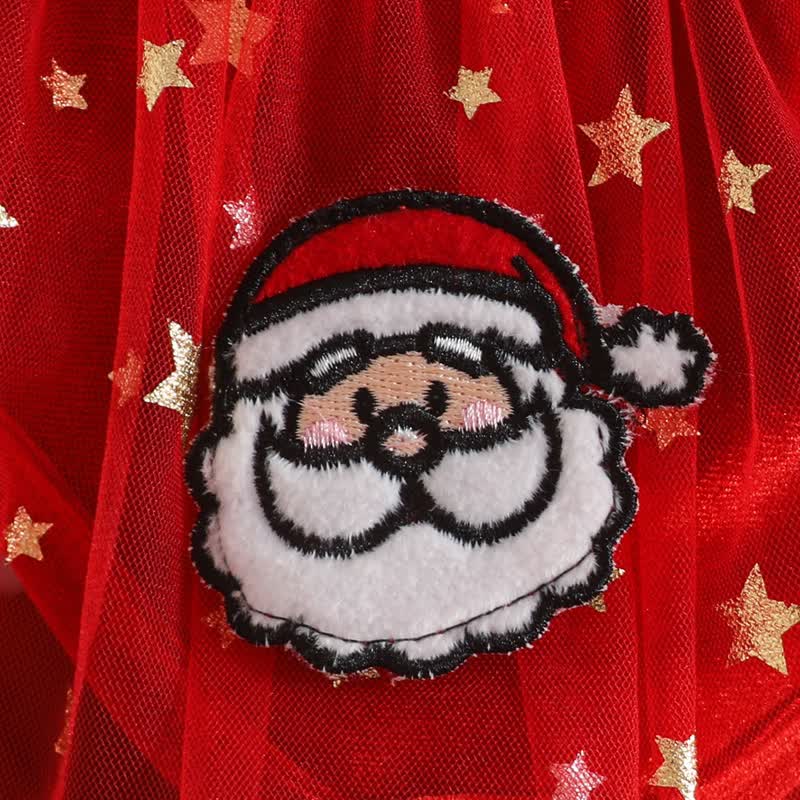 Vestito natalizio per bambina in velluto e tulle con maniche a volant - image 6